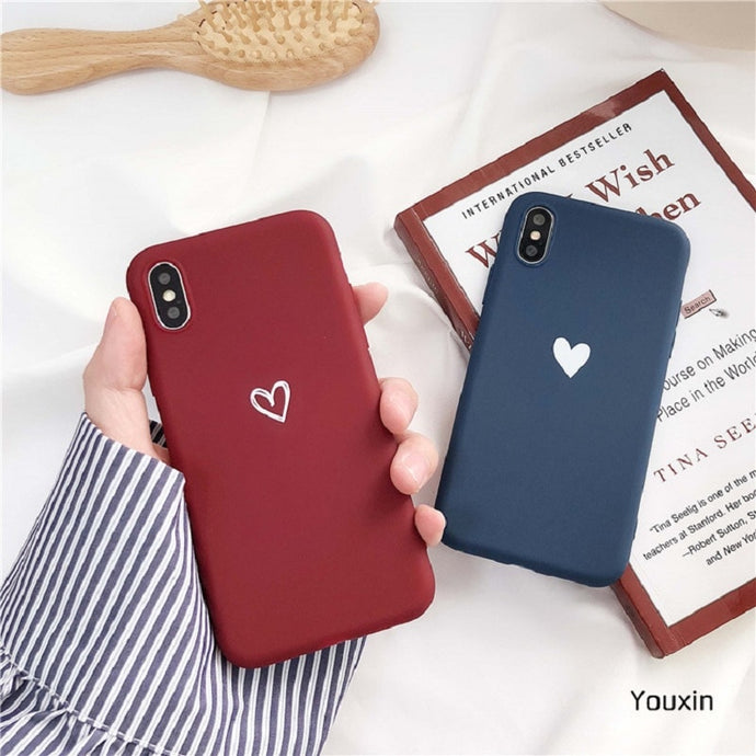 Wine red Heart Mobile Phone Case for iPhone 6 6s 7 8 Plus