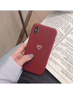 Wine red Heart Mobile Phone Case for iPhone 6 6s 7 8 Plus