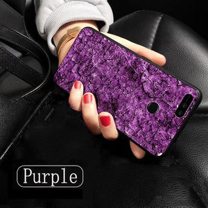 Fashion Marble Glitter Silicone Case For Huawei Honor 7C 7A