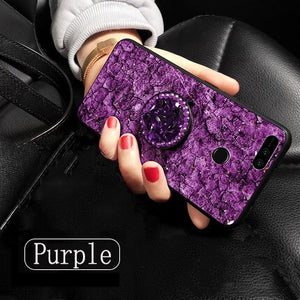 Fashion Marble Glitter Silicone Case For Huawei Honor 7C 7A