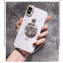 Load image into Gallery viewer, Glitter marble diamond ring holder silicone phone case