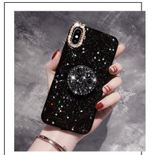 Load image into Gallery viewer, Glitter marble diamond ring holder silicone phone case