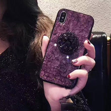 Load image into Gallery viewer, Glitter marble diamond ring holder silicone phone case