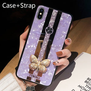 Luxury Creative Mirror Fashion 3D Inlaid butterfly Phone