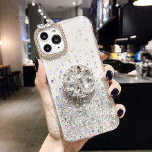 Load image into Gallery viewer, Glitter marble diamond ring holder silicone phone case