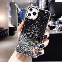 Load image into Gallery viewer, Glitter marble diamond ring holder silicone phone case