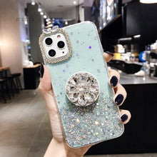 Load image into Gallery viewer, Glitter marble diamond ring holder silicone phone case